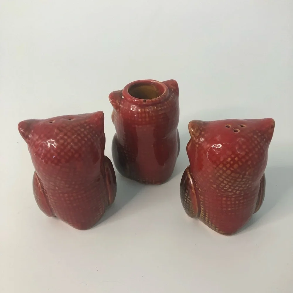 VTG Wise Old Owl Salt Pepper Toothpick Holder 3